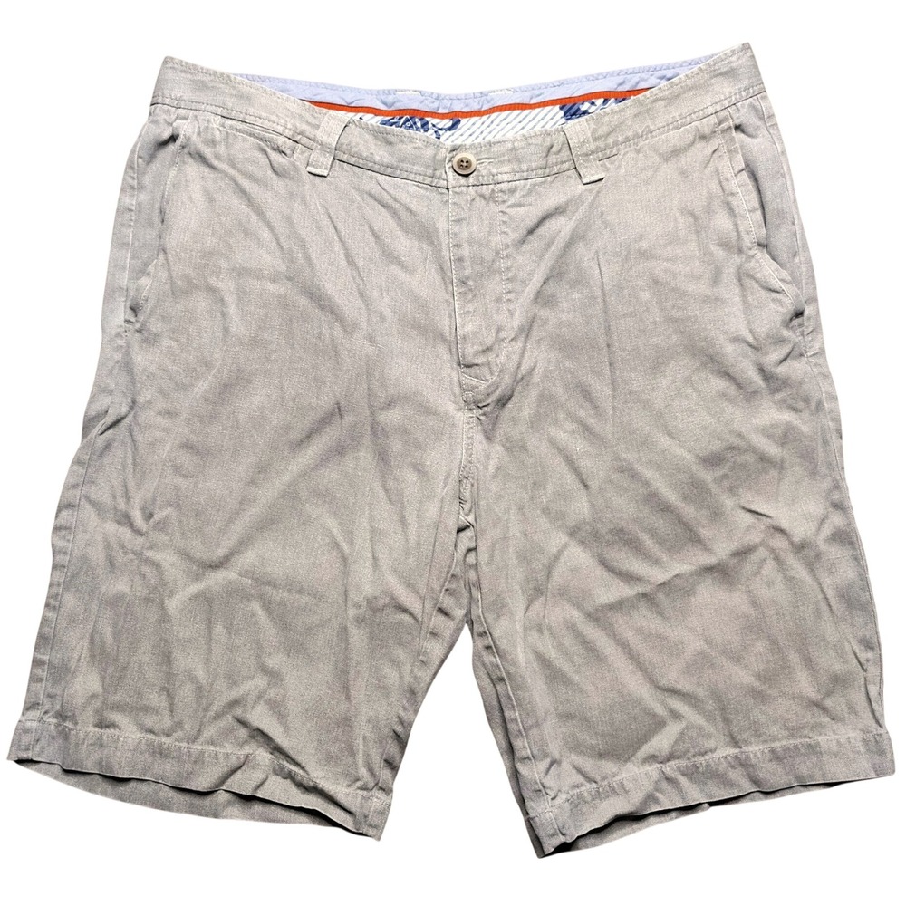 Tommy Bahama Bermuda Havana Herringbone Short Beige Silk Blend Mens Size 35